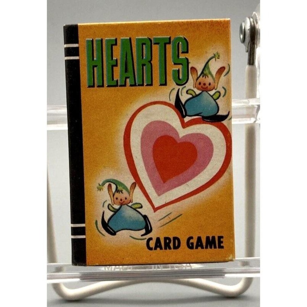 Vintage Whitman Peter Pan mini card game slider box Hearts complete unused 50s